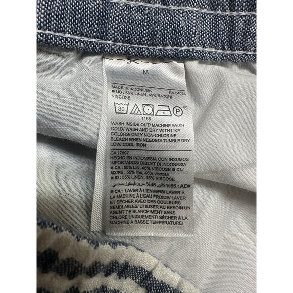 Old Navy Linen Blend Pants Women's M Blue & White Striped Beachy Wide Leg - Picture 6 of 7